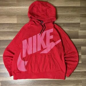 Nike red hoodie with pink logo MEN SIZE XXL